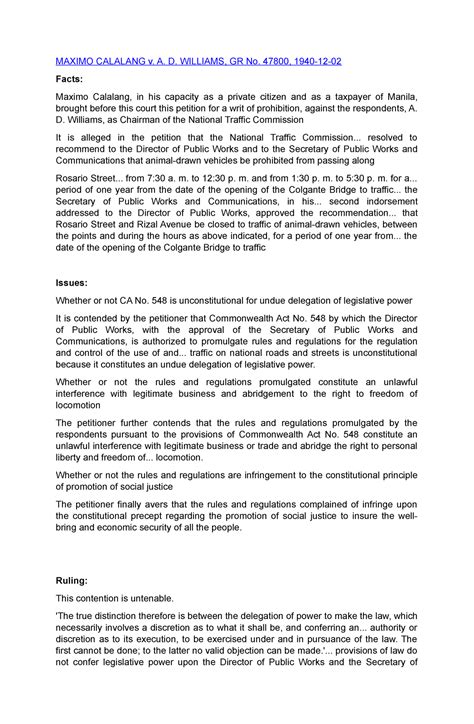 gr no. 47800|MAXIMO CALALANG v. A. D. WILLIAMS .